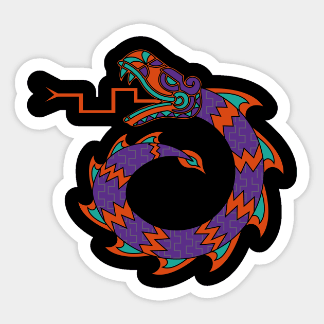 Mexican Snake Dragon Design Purple, orange and teal T-Shirt T-Shirt Sticker by JDP Designs